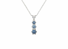 Montana Sapphire 3 stone drop pendant blue sterling silver
