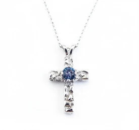 Montana Sapphire Solitaire Cross Pendant