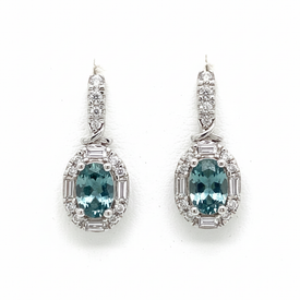 Montana Sapphire Oval & Diamond Earrings 10K White Gold