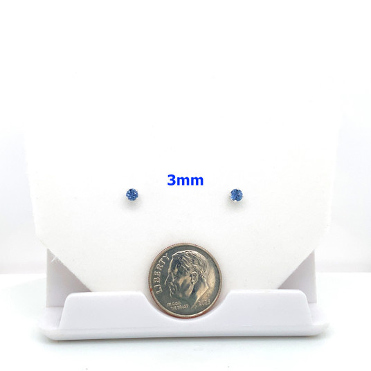 Montana Yogo sapphire round stud earrings 4 prong 3mm Montana Yogo sapphire round stud earrings 4 prong 3mm
