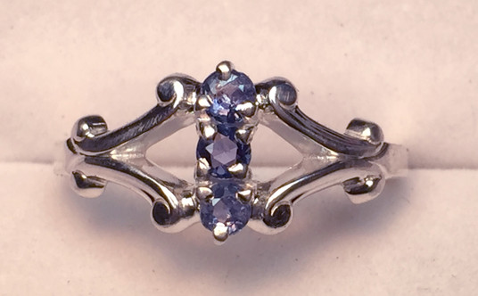 Montana Yogo Sapphire 3 Stone Open Swirl Shank Ring Sterling Silver Montana Yogo Sapphire 3 Stone Open Swirl Shank Ring Sterling Silver