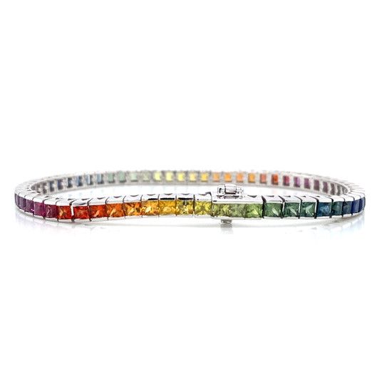 14K white gold rainbow sapphire bracelet 3mm 14K white gold rainbow sapphire bracelet 3mm