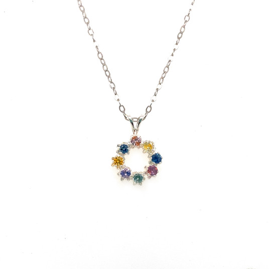 Montana Sapphire 2.25mm 8 stone circle pendant Montana Sapphire 2.25mm 8 stone circle pendant