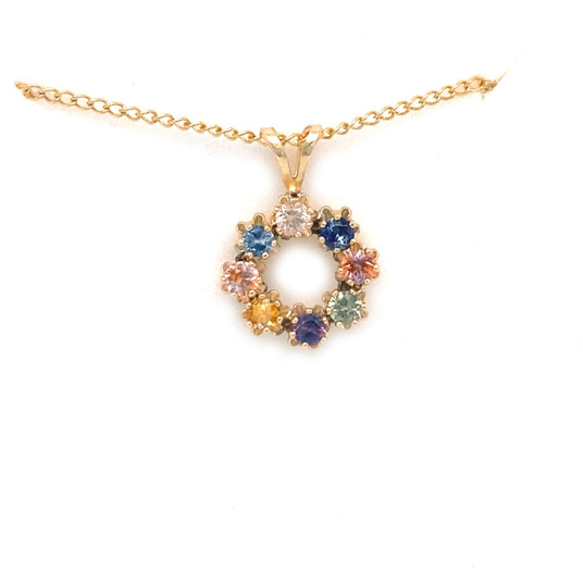 Montana Sapphire 2.25mm 8 stone circle pendant Montana Sapphire 2.25mm 8 stone circle pendant