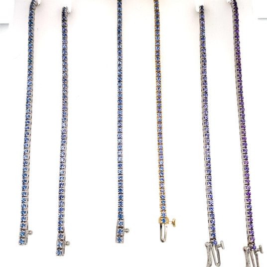Montana Yogo Sapphire Dainty Tennis Line Bracelet 14K White or Yellow Gold Montana Yogo Sapphire Dainty Tennis Line Bracelet 14K White or Yellow Gold