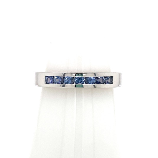 Montana Yogo Sapphire 7 Stone Channel Set Band Sterling Silver Ring 1/2 carat total Montana Yogo Sapphire 7 Stone Channel Set Band Sterling Silver Ring 1/2 carat total