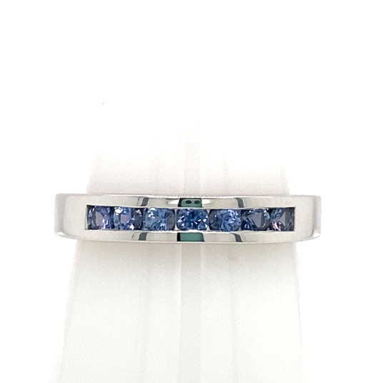Montana Yogo Sapphire 7 Stone Channel Set Band Sterling Silver Ring 1/2 carat total Montana Yogo Sapphire 7 Stone Channel Set Band Sterling Silver Ring 1/2 carat total