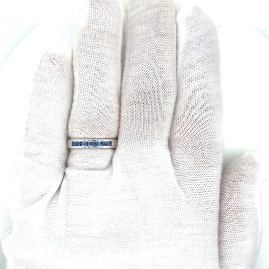 Montana Yogo Sapphire 7 Stone Channel Set Band Sterling Silver Ring 1/2 carat total Montana Yogo Sapphire 7 Stone Channel Set Band Sterling Silver Ring 1/2 carat total