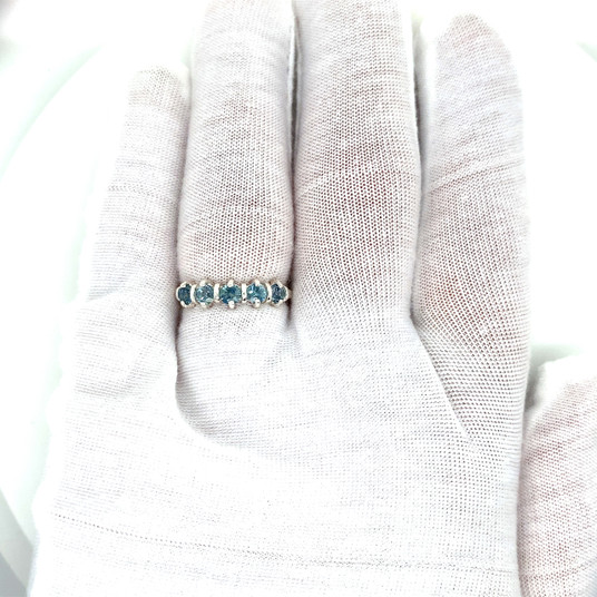 Montana Sapphire  5 Stone Decco Band Ring blue Montana Sapphire  5 Stone Decco Band Ring blue