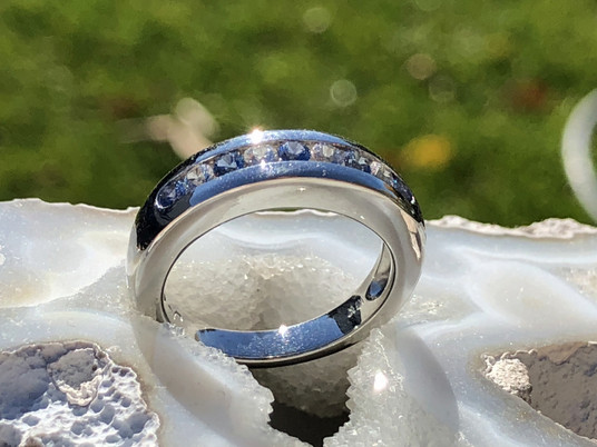 Montana Yogo Sapphire & White Sapphire 9 Round Channel Set Band 14KW Montana Yogo Sapphire & White Sapphire 9 Round Channel Set Band 14KW