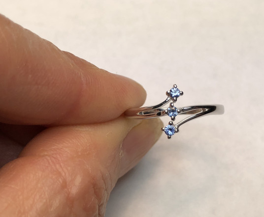 Montana Yogo Sapphire 2mm 3 Stone Open Shank Sterling Silver Ring Montana Yogo Sapphire 2mm 3 Stone Open Shank Sterling Silver Ring