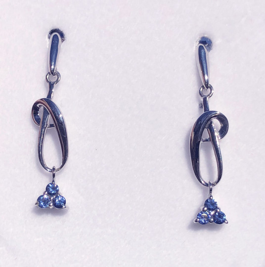 Montana Yogo Sapphire Tri Swirl Necklace Sterling Silver matching earrings Montana Yogo Sapphire Tri Swirl Necklace Sterling Silver matching earrings