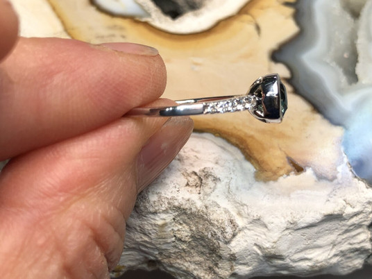 Montana Sapphire & Diamond Bezel Set Ring 14KW White Gold Montana Sapphire & Diamond Bezel Set Ring 14KW White Gold