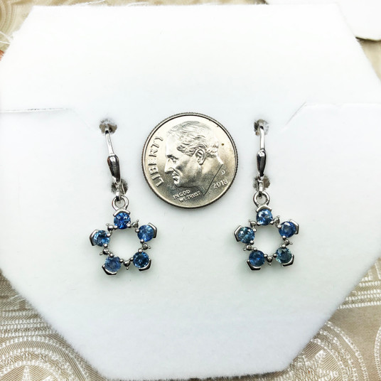 Montana Sapphire 5 Stone Circle Leverback Earrings Sterling Silver  Montana Sapphire 5 Stone Circle Leverback Earrings Sterling Silver