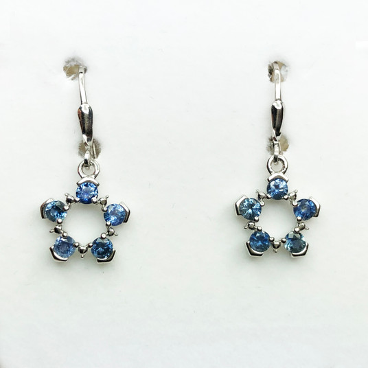 Montana Sapphire 5 Stone Circle Leverback Earrings Sterling Silver  Montana Sapphire 5 Stone Circle Leverback Earrings Sterling Silver