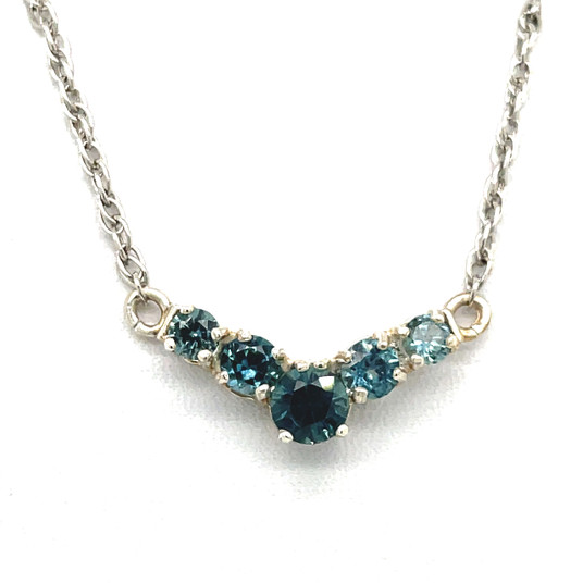 # 38 - Montana Sapphire V Necklace in Sterling Silver # 38 - Montana Sapphire V Necklace in Sterling Silver