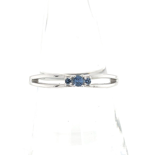 Montana Yogo 3 Stone open Band Sterling Silver Ring  Montana Yogo 3 Stone open Band Sterling Silver Ring