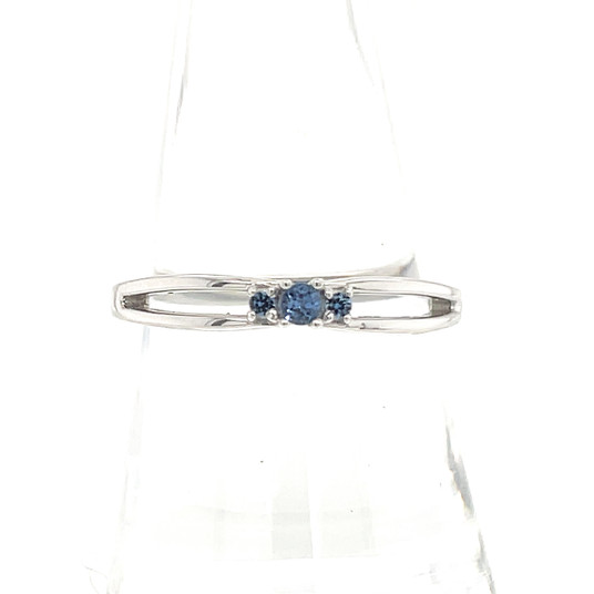 Montana Yogo 3 Stone open Band Sterling Silver Ring  Montana Yogo 3 Stone open Band Sterling Silver Ring