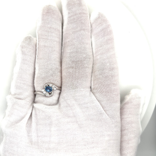 Montana Yogo Sapphire Oval Diamond Bypass Ring 14K White Gold Montana Yogo Sapphire Oval Diamond Bypass Ring 14K White Gold