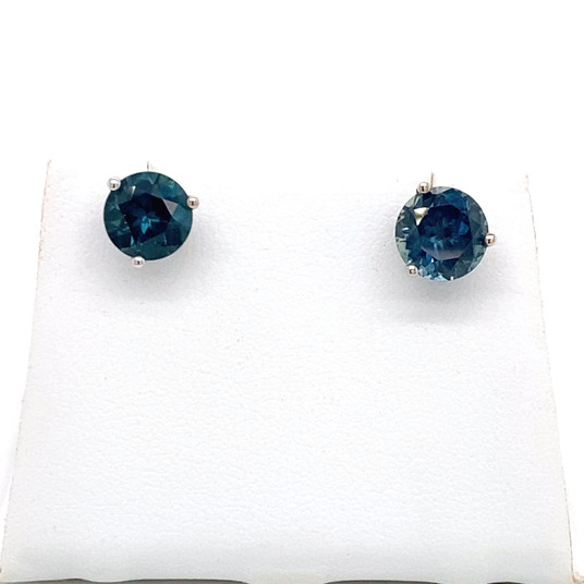 Montana Sapphire Martini Set Stud Solitaire Earrings 14KW White Gold 3.09ct Montana Sapphire Martini Set Stud Solitaire Earrings 14KW White Gold 3.09ct
