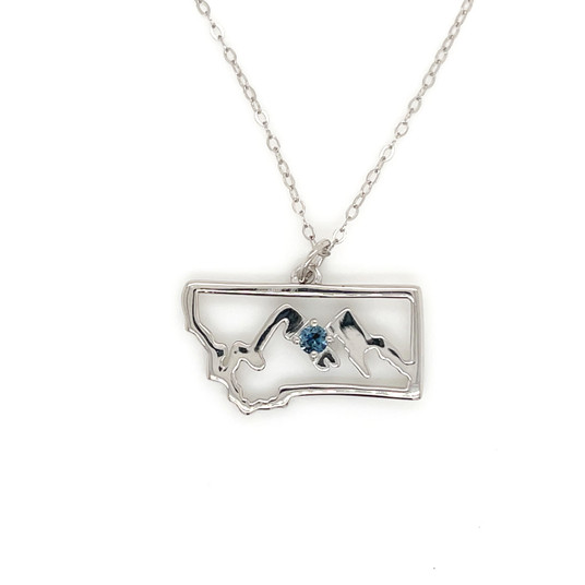 Montana Sapphire Mountain in State Pendant Necklace Sterling Silver Montana Sapphire Mountain in State Pendant Necklace Sterling Silver