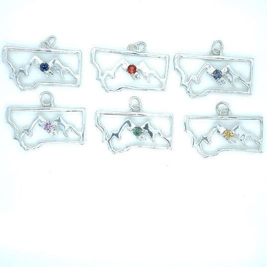 Montana Sapphire Mountain in State Pendant Necklace Sterling Silver Montana Sapphire Mountain in State Pendant Necklace Sterling Silver