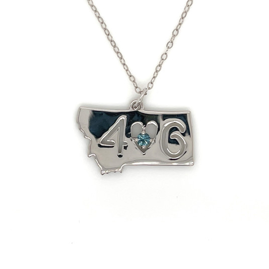 Montana Sapphire 406 in State Pendant Necklace Sterling Silver Montana Sapphire 406 in State Pendant Necklace Sterling Silver