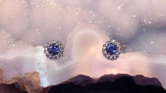 Montana Yogo sapphire halo stud earrings Montana Yogo sapphire halo stud earrings