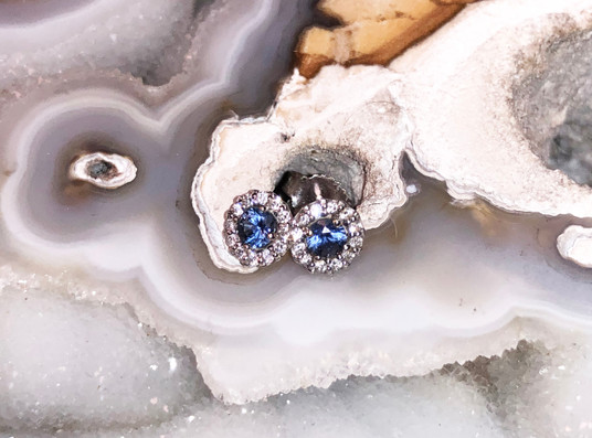 Montana Yogo sapphire halo stud earrings Montana Yogo sapphire halo stud earrings