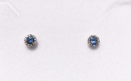 .30 ct Montana Yogo sapphire halo stud earrings .30 ct Montana Yogo sapphire halo stud earrings