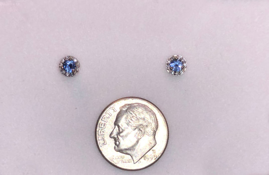 .30 ct Montana Yogo sapphire halo stud earrings .30 ct Montana Yogo sapphire halo stud earrings
