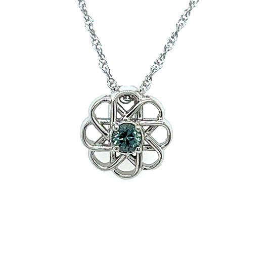Montana Sapphire Pinwheel Pendant Necklace Sterling Silver  Montana Sapphire Pinwheel Pendant Necklace Sterling Silver