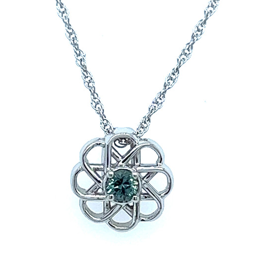 Montana Sapphire Pinwheel Pendant Necklace Sterling Silver  Montana Sapphire Pinwheel Pendant Necklace Sterling Silver