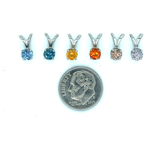 Montana Sapphire Round Solitaire 4.5mm .40ct Pendant Necklace 14K White Gold Montana Sapphire Round Solitaire 4.5mm .40ct Pendant Necklace 14K White Gold