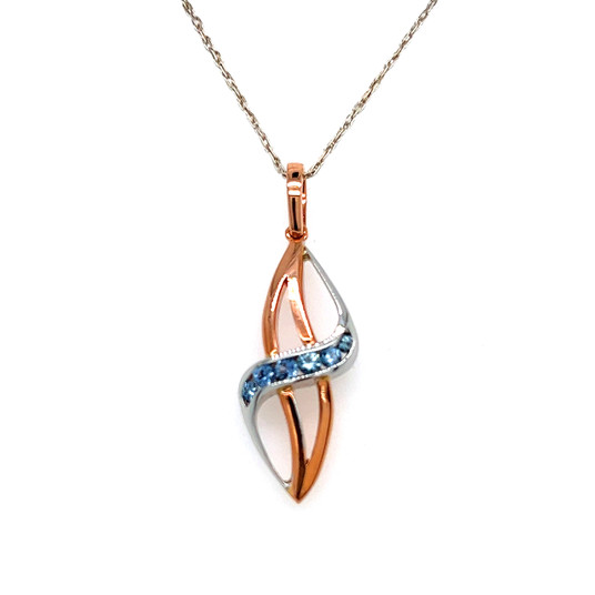 Montana Yogo Sapphire Rose & White Gold Channel Crossover 14K Pendant Necklace Montana Yogo Sapphire Rose & White Gold Channel Crossover 14K Pendant Necklace