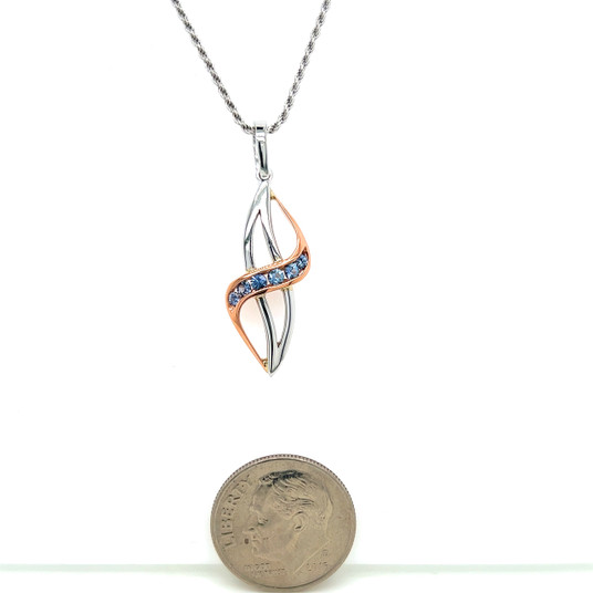 Montana Yogo Sapphire Rose & White Gold Channel Crossover 14K Pendant Necklace Montana Yogo Sapphire Rose & White Gold Channel Crossover 14K Pendant Necklace