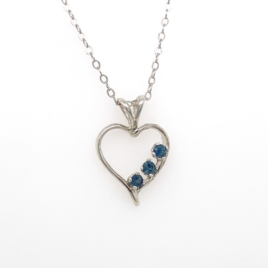 # 5 - Montana Sapphire 3 Stone Open Heart Necklace Pendant # 5 - Montana Sapphire 3 Stone Open Heart Necklace Pendant