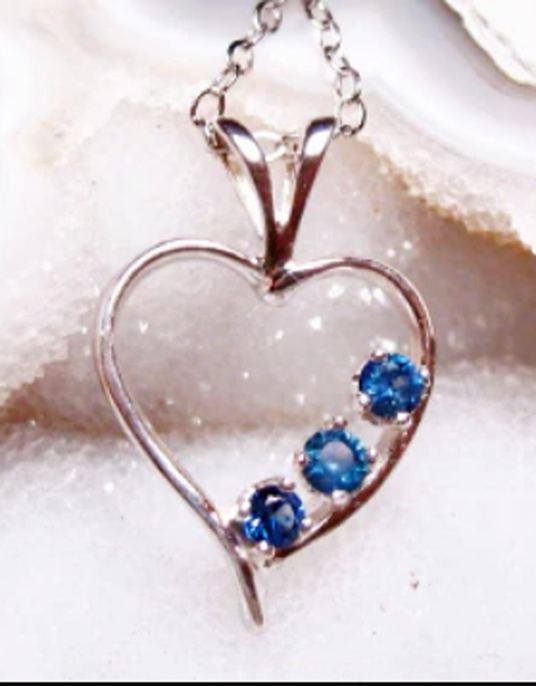 Montana sapphire 3 stone open heart pendant Montana sapphire 3 stone open heart pendant