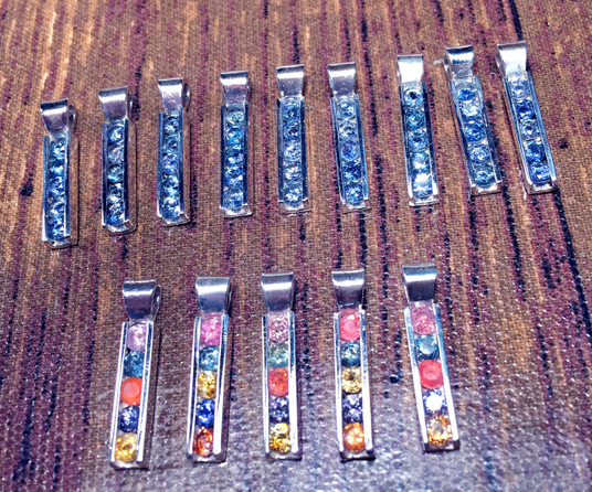 Montana Sapphire 5 stone channel set bar pendant 3mm Montana Sapphire 5 stone channel set bar pendant 3mm