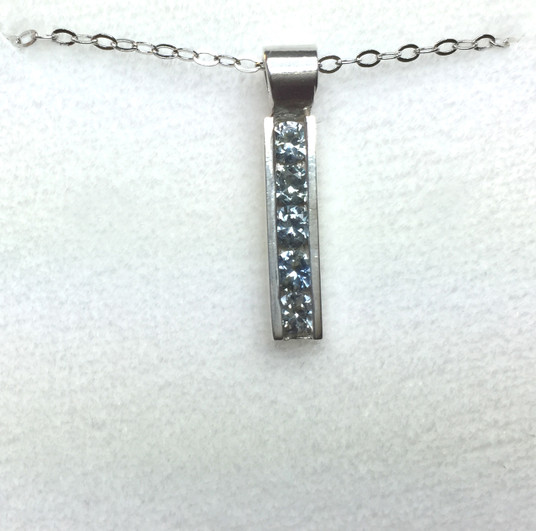 Montana Sapphire 5 stone channel set bar pendant sterling silver 3mm Montana Sapphire 5 stone channel set bar pendant sterling silver 3mm
