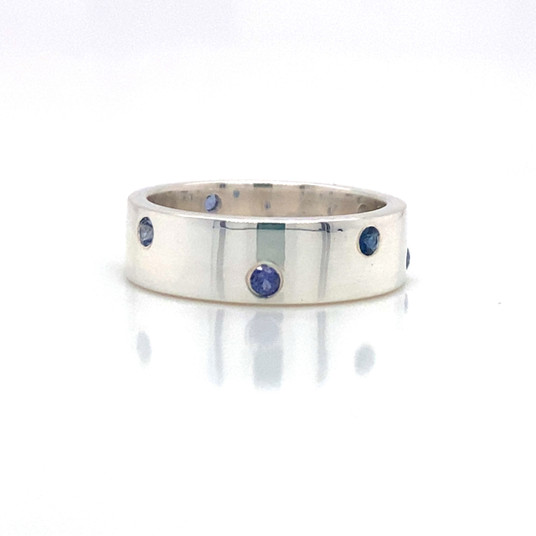 Montana Yogo Sapphire Wide Eternity Band Ring Sterling Silver  Montana Yogo Sapphire Wide Eternity Band Ring Sterling Silver