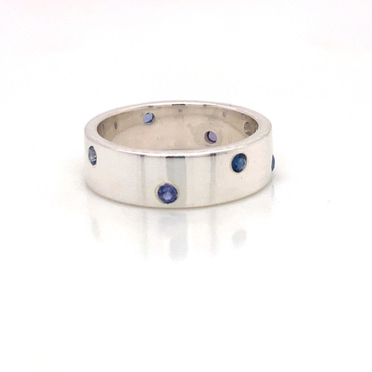 Montana Yogo Sapphire Wide Eternity Band Ring Sterling Silver  Montana Yogo Sapphire Wide Eternity Band Ring Sterling Silver