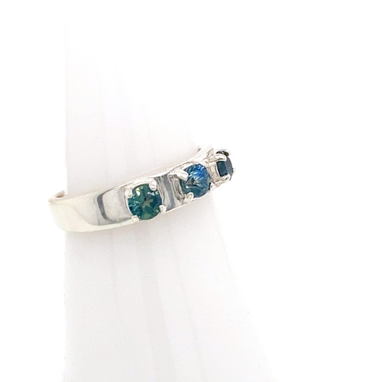 Montana Sapphire 3 Stone Band Ring Sterling Silver  Montana Sapphire 3 Stone Band Ring Sterling Silver