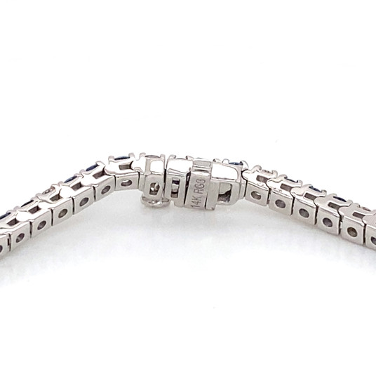 Montana Yogo Sapphire & Diamond Tennis Line Bracelet 14K White Gold 6 3/4cts Montana Yogo Sapphire & Diamond Tennis Line Bracelet 14K White Gold 6 3/4cts