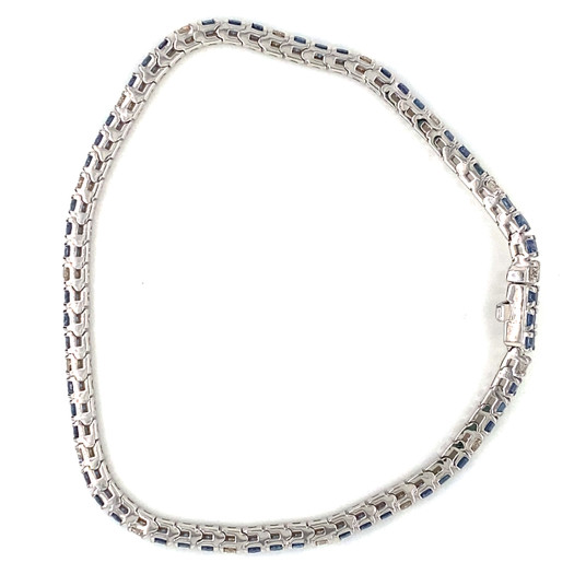 Montana Yogo Sapphire & Diamond Tennis Line Bracelet 14K White Gold 6 3/4cts Montana Yogo Sapphire & Diamond Tennis Line Bracelet 14K White Gold 6 3/4cts