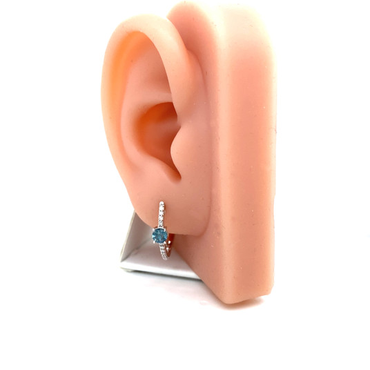 Montana Sapphire & Diamond Hoop Earrings 14K White Gold Montana Sapphire & Diamond Hoop Earrings 14K White Gold