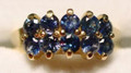 Montana Sapphire 10 Stone Step Cluster Ring 14K gold blue