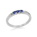 Montana Yogo Sapphire 3 Stone Band Silver Ring