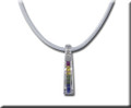 Rainbow Sapphire & Diamond Bar Pendant 14K White Gold