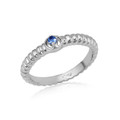 Montana Yogo Sapphire Ribbed Solitaire Ring Sterling Silver 